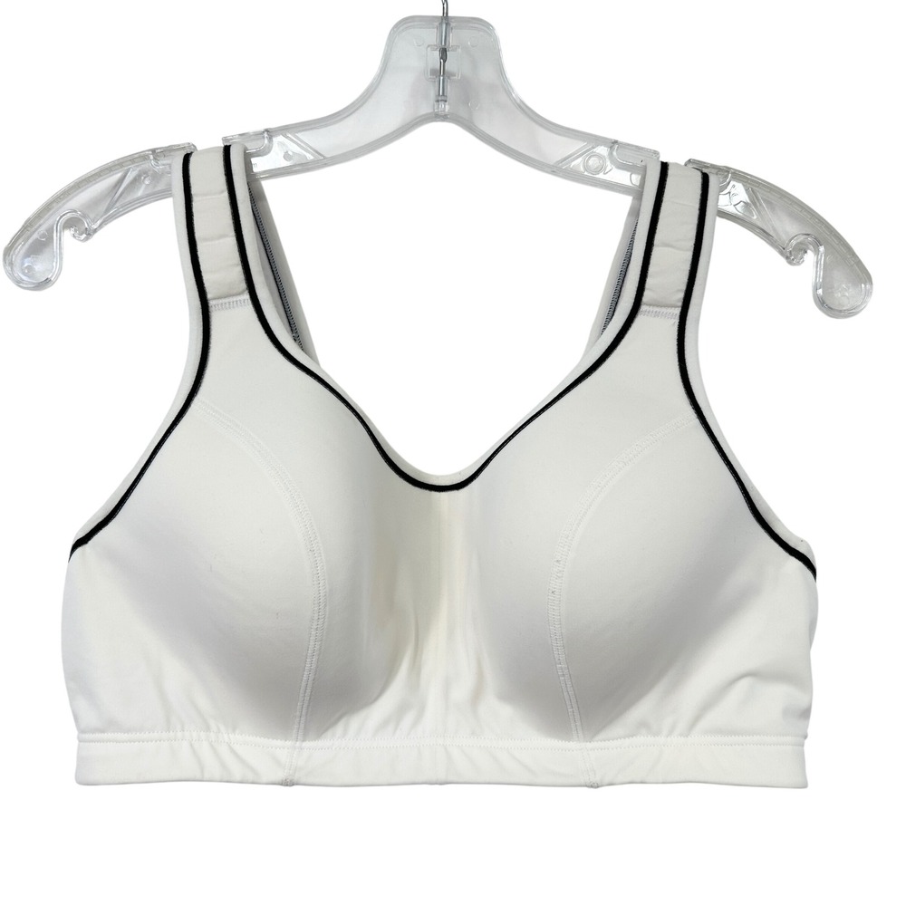 Cacique Sport 40B Sports Bra High Impact Underwire White Black Solid 322